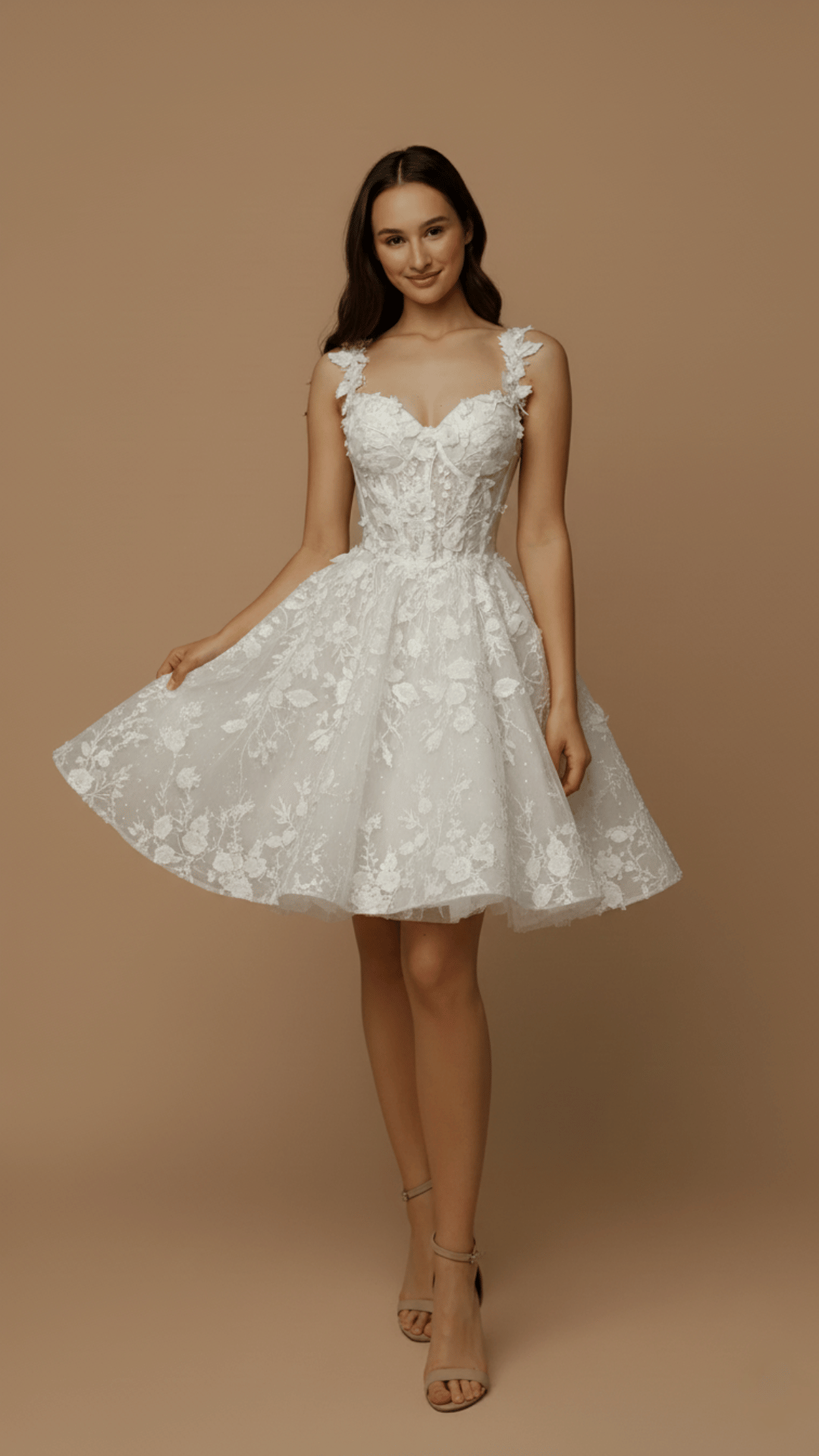 Beautiful Sweetheart Short Wedding Dress Off Shoulder 3D Flower Lace Short/Mini A-line Wedding Dress Customization