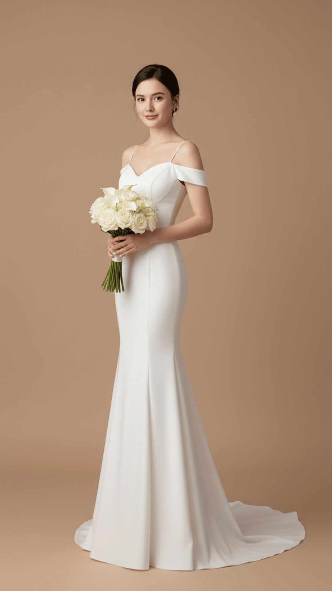 Zoci Elegant Off Shoulder Mermiad Wedding Dresses Spaghetti Straps Wedding Photos Shoot Dress Customized Long Sleeve Bridal Gown