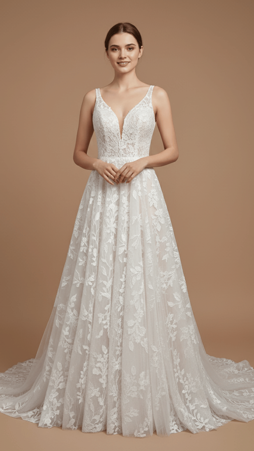 Customized A Line Wedding Dresses 2025 V-neck Custom-Made Court Train Lace Appliques Sleeveless Vestido De Noiva Robe De Mariée