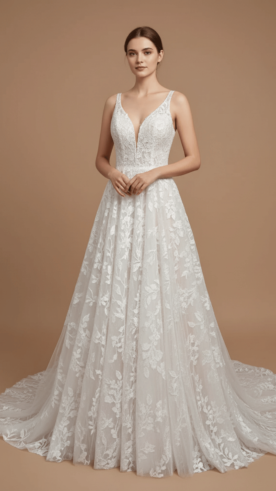 Customized A Line Wedding Dresses 2025 V-neck Custom-Made Court Train Lace Appliques Sleeveless Vestido De Noiva Robe De Mariée