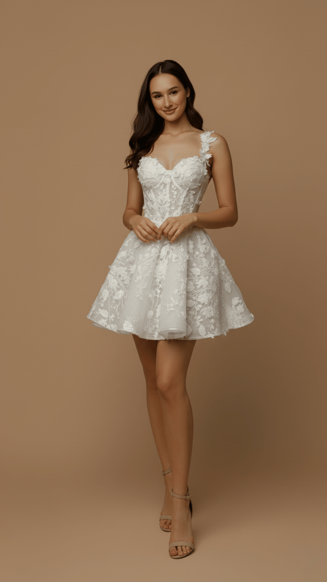 Beautiful Sweetheart Short Wedding Dress Off Shoulder 3D Flower Lace Short/Mini A-line Wedding Dress Customization