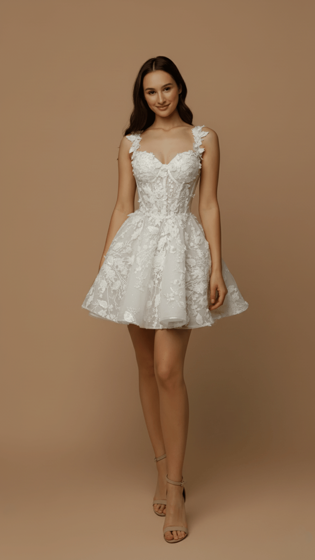 Beautiful Sweetheart Short Wedding Dress Off Shoulder 3D Flower Lace Short/Mini A-line Wedding Dress Customization