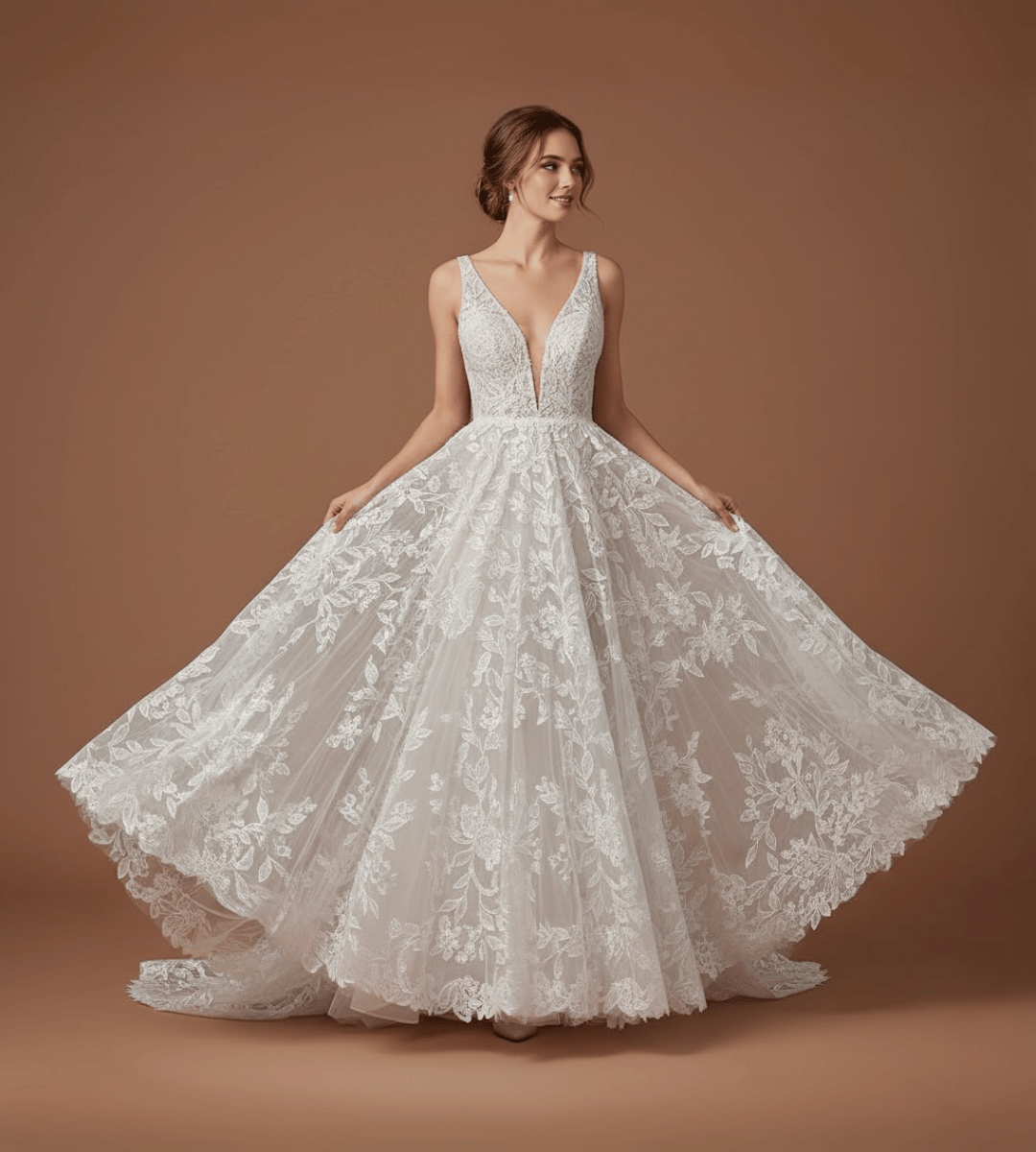 Customized A Line Wedding Dresses 2025 V-neck Custom-Made Court Train Lace Appliques Sleeveless Vestido De Noiva Robe De Mariée