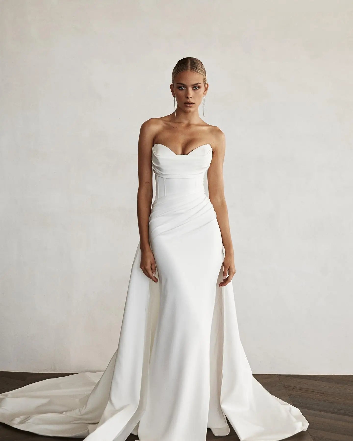 Modern Mermaid Front Slit Bridal Gowns Sweep Train  Wedding Gowns Sweetheart Bridal Dresses 2022 Boho Women Two Piec Custom Made